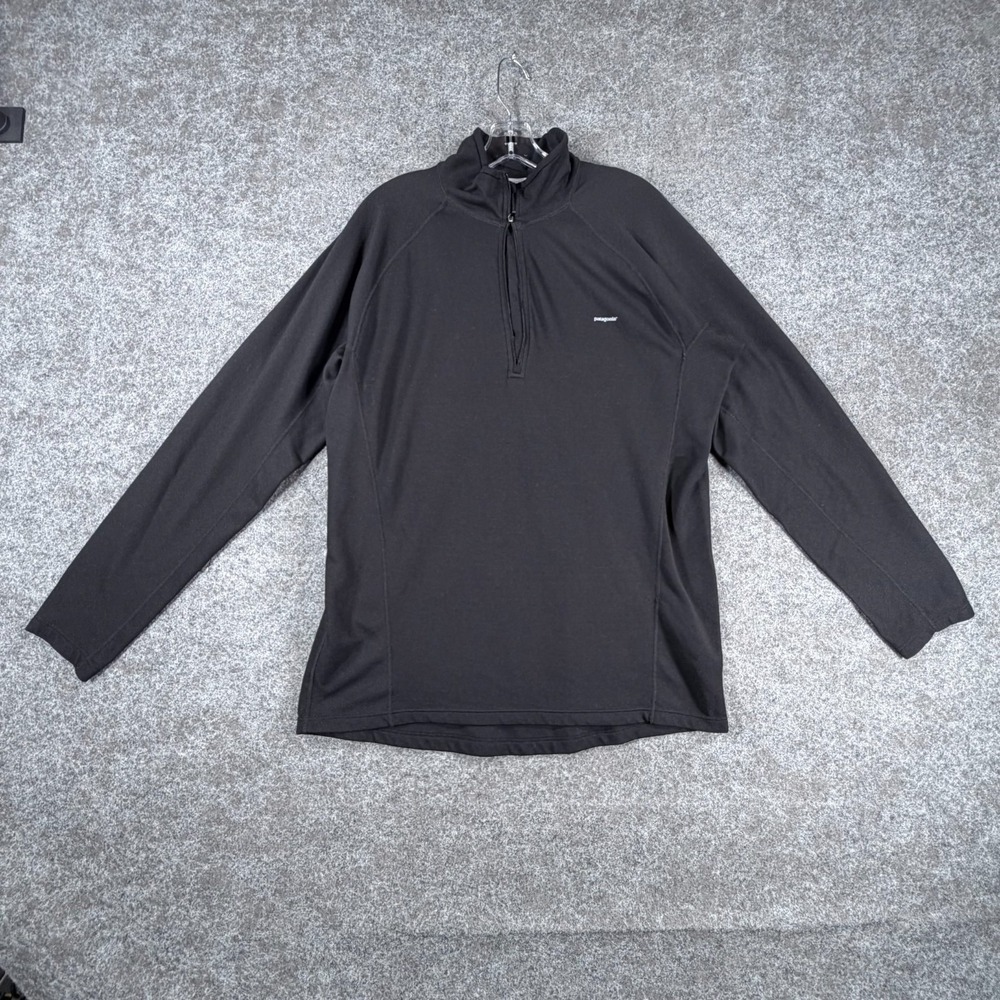 Patagonia Activewear Top Mens XL Black Capilene 3 Thermal Lightweight Zip-Neck